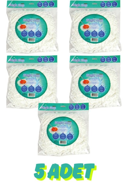5 Adet Mop Yedek Paspas Yedek Microfiber Başlık Püskül