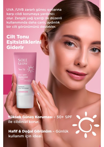Pink Sun Cream 50+ SPF 50ML | Ton Eşitleyici & Yüz Güneş Kremi