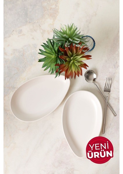 Mat Beyaz Serenity Kayık Tabak 24 cm 2 Adet 022
