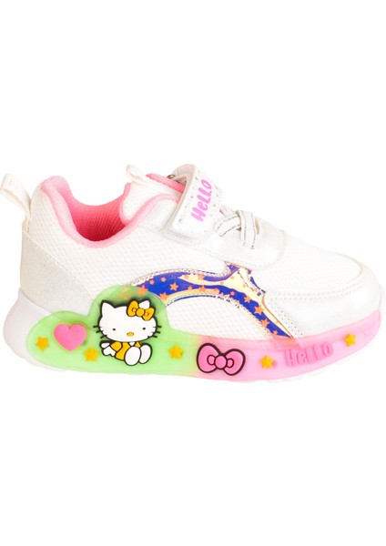 Günlük Kız Çocuk Spor Ayakkabı Hello Kitty Süs Detay Işıklı Taban Lastik Bağcık Sneaker 120 modelleri