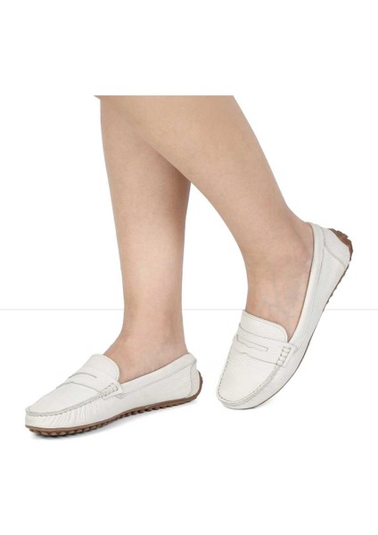 Kadın Bej Nubuk Deri Loafer