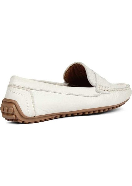 Kadın Bej Nubuk Deri Loafer