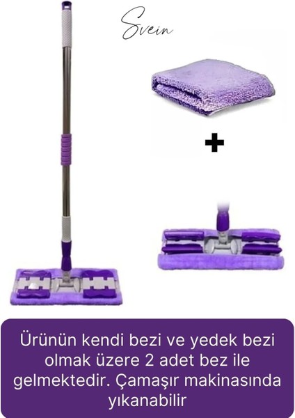Tak Kullan Çıkart Teleskopik Saplı Yedek Bezli Mandallı Dip Köşe Dar Alan Temizleme Mop Su Emici