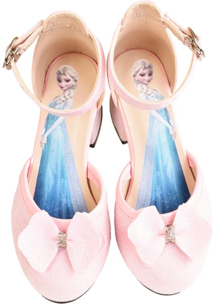Elsa Kız Çocuk Parlak Simli Topuklu Abiye Ayakkabı