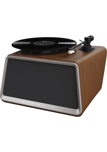 Seed Retro Pikap Plakçalar Dahili Bluetooth Hoparlörlü 80W Rms Aux, Rca Çıkışlı All-In-One Hi-Fi Ses Sistemi, Ceviz Ağacı