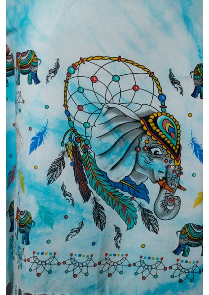 Desenli Batik Boyama Plaj Elbisesi