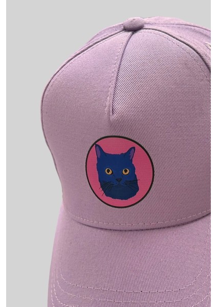 Catsue Kedi Desenli Pamuk Lila Cap Şapka fırsatları