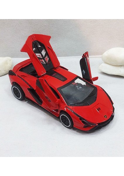 Lamborghini Sian | Sesli Işıklı - Kapıları Açılan - Çek Bırak Model Araba | 1:32 - 16 cm