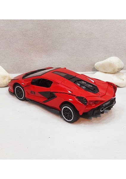 Lamborghini Sian | Sesli Işıklı - Kapıları Açılan - Çek Bırak Model Araba | 1:32 - 16 cm