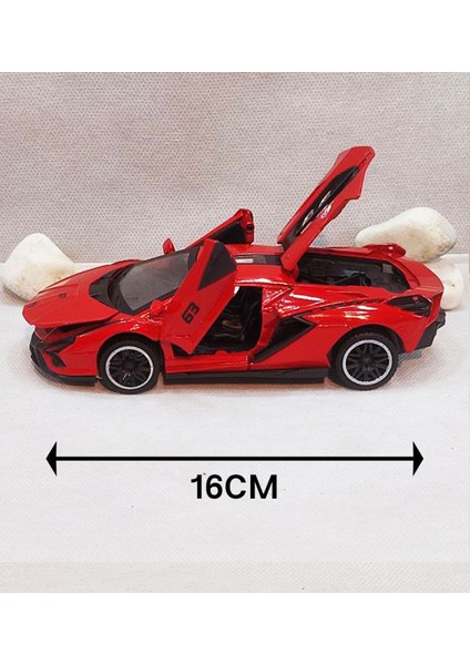 Lamborghini Sian | Sesli Işıklı - Kapıları Açılan - Çek Bırak Model Araba | 1:32 - 16 cm