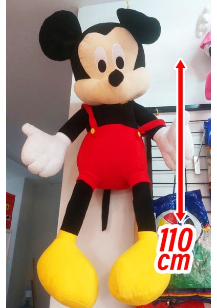 Mickey Mouse Kırmızı Peluş Oyuncak 110 cm | Büyük Boy