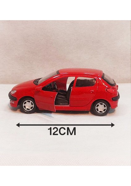 Peugeot 206 - Metal - Çekbrak - Kırmızı | 13CM 1:36 modelleri