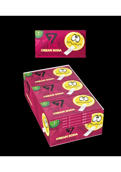 Şekersiz 7'li Kremalı Soda Aromalı Sakız 14,5gr (24 Adet)