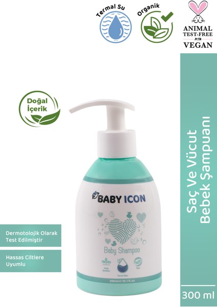 Saç ve Vücut Bebek Şampuanı Vegan Sülfat ve Parfüm Içermez 300 ml