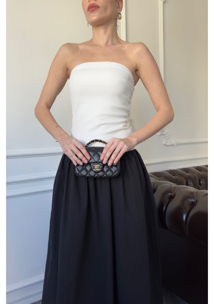 Çift Renkli Tasarım Elbise- Beyaz modelleri