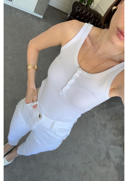 Kalın Askılı Düğmeli Premium Atlet- Beyaz fiyatları