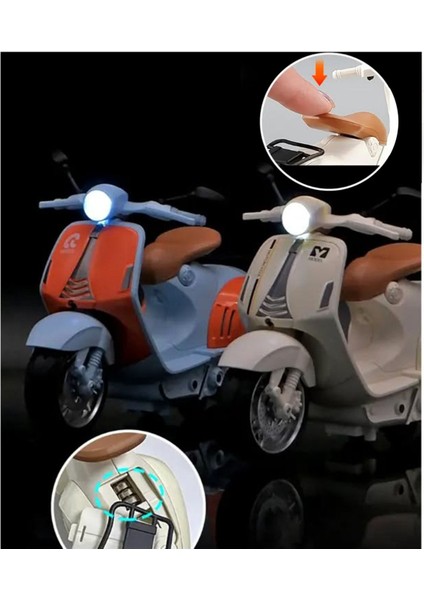 Vespa Die-Cast Vp Motosiklet Çek Bırak | Sesli ve Işıklı 1:10 Ölçek fırsatları