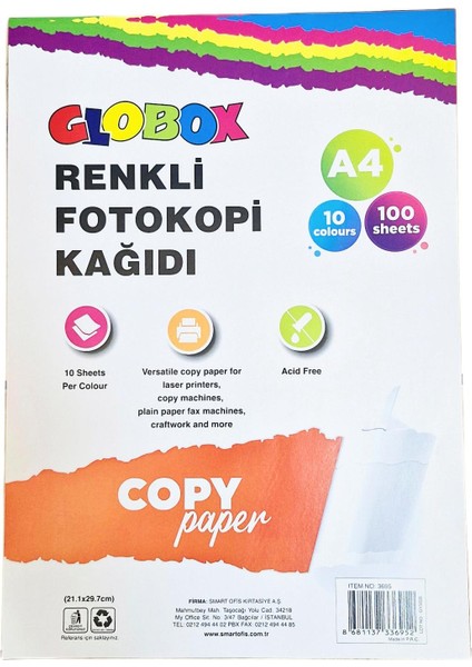 Renkli Fotokopi Kağıdı 80 gr 100 Sayfa A4 Yüksek Kalite ile Renkli Baskılar İçin İdeal