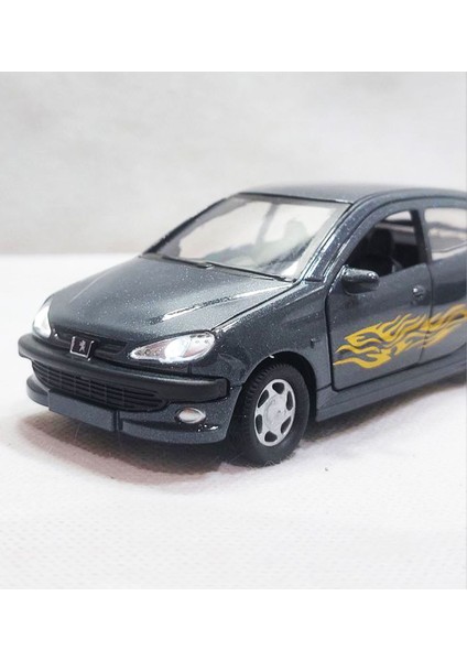 Peugeot 206 Model Araba - Metal - Çekbrak - Sesli Işıklı | 13CM