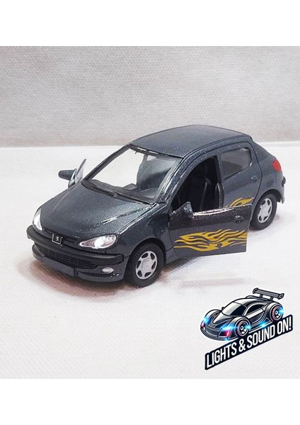 Peugeot 206 Model Araba - Metal - Çekbrak - Sesli Işıklı | 13CM fiyatları