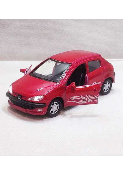 Peugeot 206 Model Araba - Metal - Çekbrak - Sesli Işıklı 1:32 | 13CM