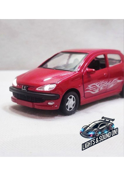 Peugeot 206 Model Araba - Metal - Çekbrak - Sesli Işıklı 1:32 | 13CM modelleri