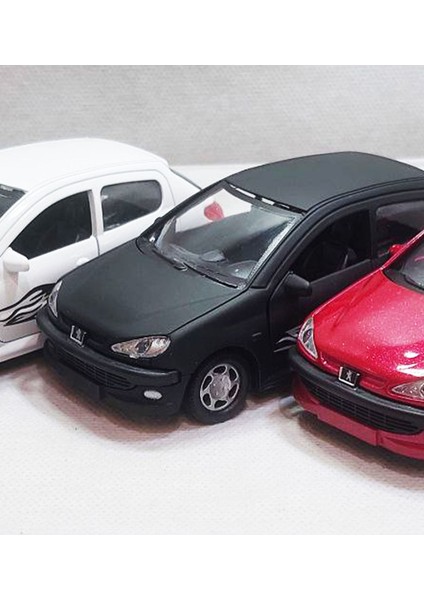 Peugeot 206 Model Araba - Metal - Çekbrak - Sesli Işıklı Siyah-Mat | 13CM fiyatları