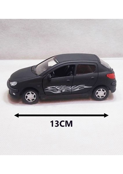 Peugeot 206 Model Araba - Metal - Çekbrak - Sesli Işıklı Siyah-Mat | 13CM modelleri