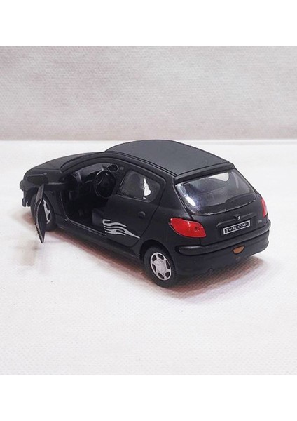 Peugeot 206 Model Araba - Metal - Çekbrak - Sesli Işıklı Siyah-Mat | 13CM fırsatları