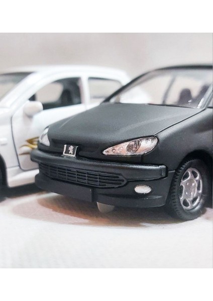 Peugeot 206 Model Araba - Metal - Çekbrak - Sesli Işıklı Siyah-Mat | 13CM indirimleri