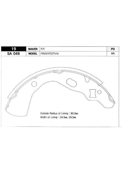 Arka Kampana Pabuç Balata Kıa Prıde 1.3l B3 94-98 KK15026310