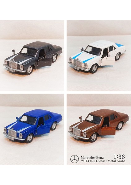 Benz W114 | 4'lü Çek Bırak Metal Araba Seti | Diecast 1:36 12CM Çek Bırak Model Ara
