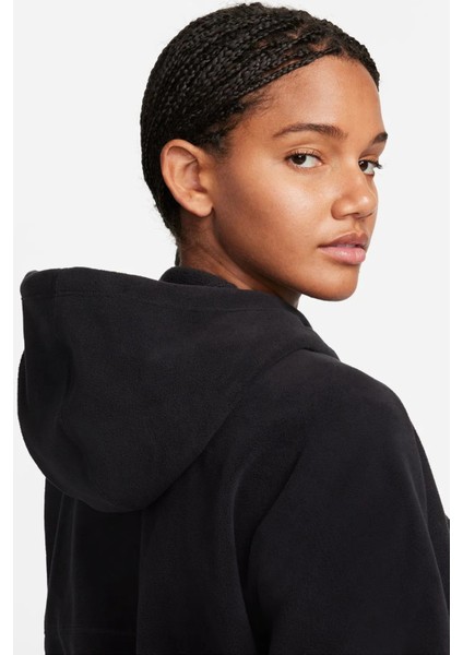 Therma Fit One Oversized Fleece Full Zip Hoodie Kadın Polar Kapüşonlu Oversize Sweatshirt Siyah fırsatları