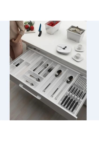 Çekmece içi kaşıklık ve Bıçaklık Beyaz, 94x48 Yandan ve Boydan 4,5 cm kesilebilir