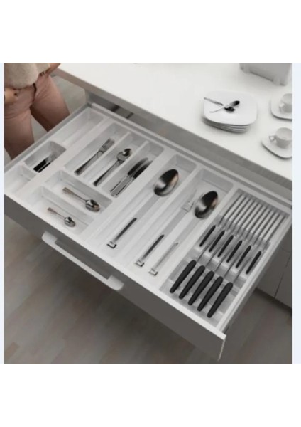 Çekmece içi kaşıklık ve Bıçaklık Beyaz, 84x48 Yandan ve Boydan 4,5 cm kesilebilir