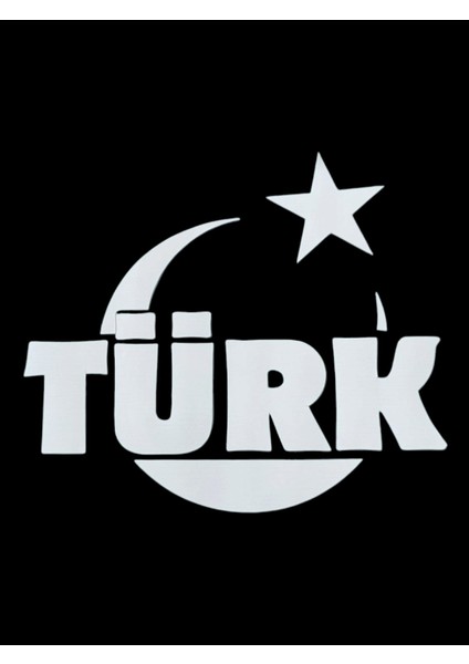 Türk Yazılı Türk Bayrağı Oto Sticker Beyaz 16X14 cm