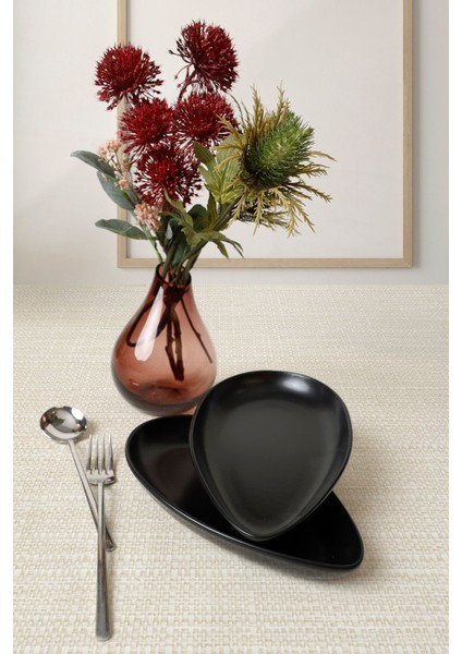 Mat Siyah Serenity Kayık Tabak 24 cm 2 Adet 956