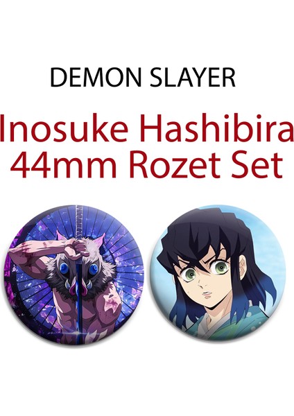 Demon Slayer Inosuke Hashibira 44MM 2 Adet Rozet Set - Kimetsu No Yaiba