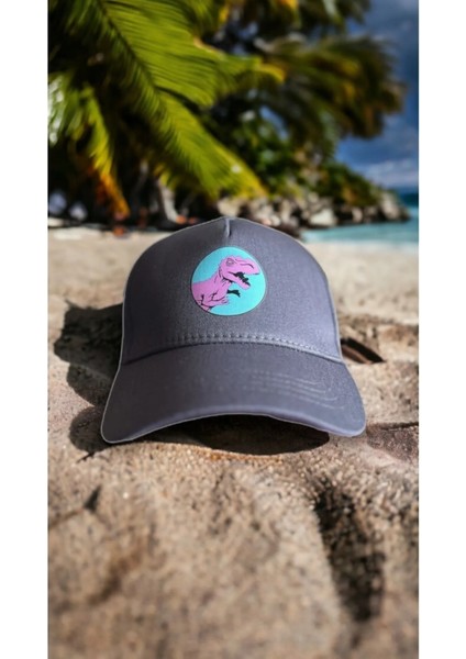 Soury Dino Dinozor Desenli Koyu Gri Pamuk Cap Şapka fiyatları