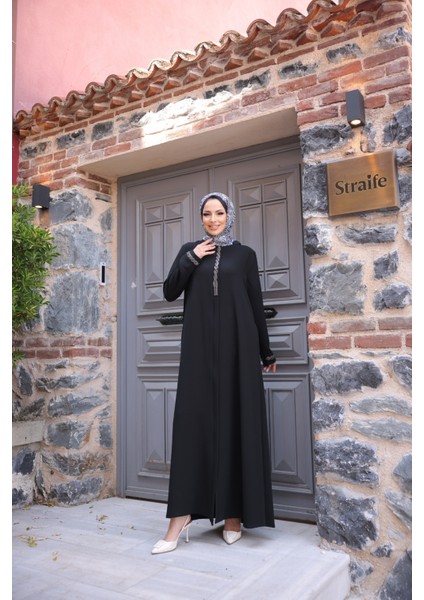 Anne Mac Taşlı Saç Örgülü Ferace