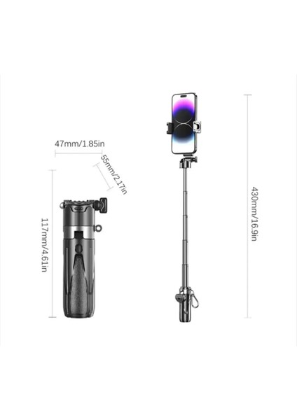 P15 Mini Selfie Çubuğu Tripod Bluetooth Uzaktan Kumandalı 360' Dönebilen Çok Amaçlı Tripod