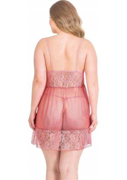 Aria's Closet Büyük Beden Mercan Kısa Tül Gecelik fiyatları