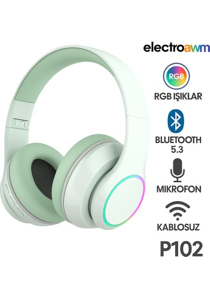 Rgb Işıklı Kablosuz Kulaklık P102 Müziği Hisset, Tarzını Yansıt