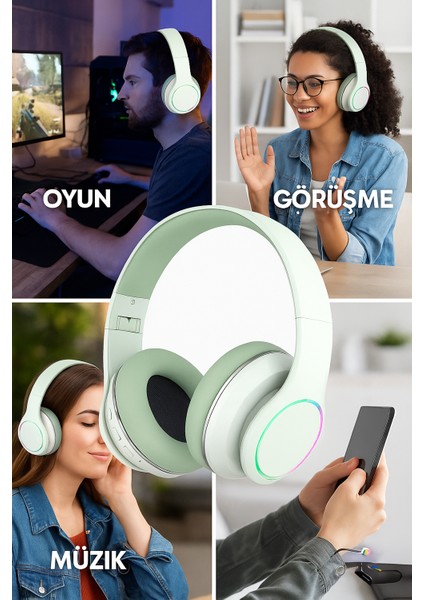 Rgb Işıklı Kablosuz Kulaklık P102 Müziği Hisset, Tarzını Yansıt fiyatları