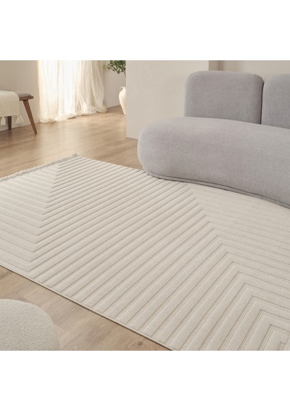 İskandinav Rune White 200x290 cm Salon Mutfak Halısı Yolluk Kilim