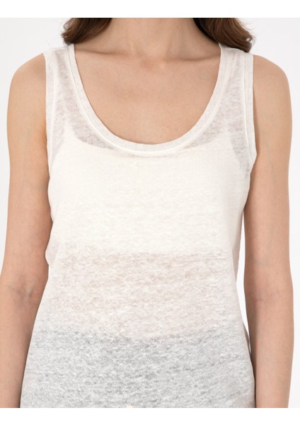 Kadın Ekru Comfort Fit Örme Bluz 50306235-VR019
