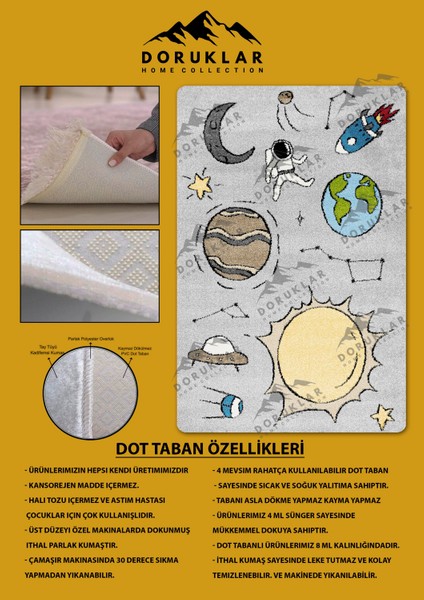Kaymaz Taban Makinada Yıkanabilir Dijital Baskı Çocuk Odası Halısı Dot Taban Nes Kids Serisi Halı NESKD01 fiyatları