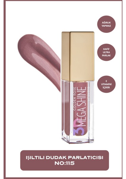 3D Mega Shine Lipgloss No: 115 Shimmer - Sedefli Dudak Parlatıcısı - 8691190494766
