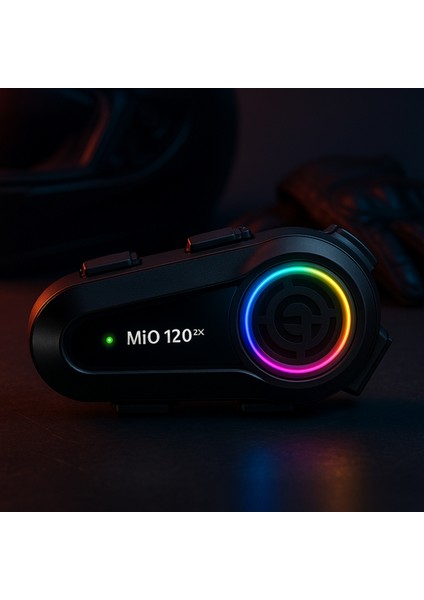 Mio 120 2x Rgb 1000MAH Ipx6 1500M 2 Kişilik Kask Intercom Motosiklet Bluetooth Kulaklık - Siyah fiyatları