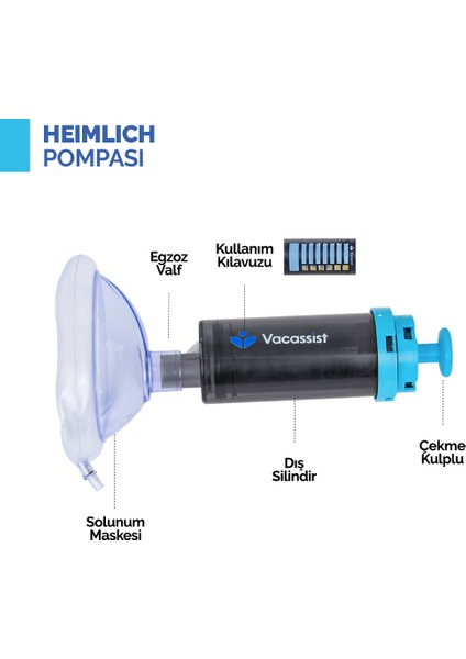 Hemlik Pompası - Hemlich Manevrası - Boğulma Önleyici Cihaz - 1 Adet Yetişkin 1 Adet Çocuk